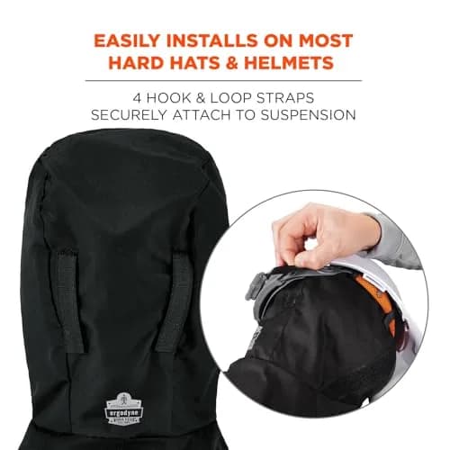 Ergodyne Shoulder Length Hard Hat Liner Black | Water-Resistant, Fleece, One Size US thumbnail 6