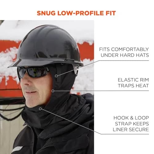Ergodyne Shoulder Length Hard Hat Liner Black | Water-Resistant, Fleece, One Size US thumbnail 3