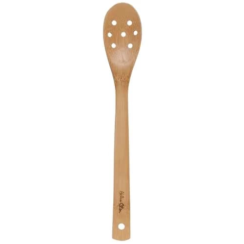 Helen's Asian Kitchen Bamboo Pierced Spoon 30cm (12-Inch) | Stir, Mix, Drain & Serve Foods thumbnail 1