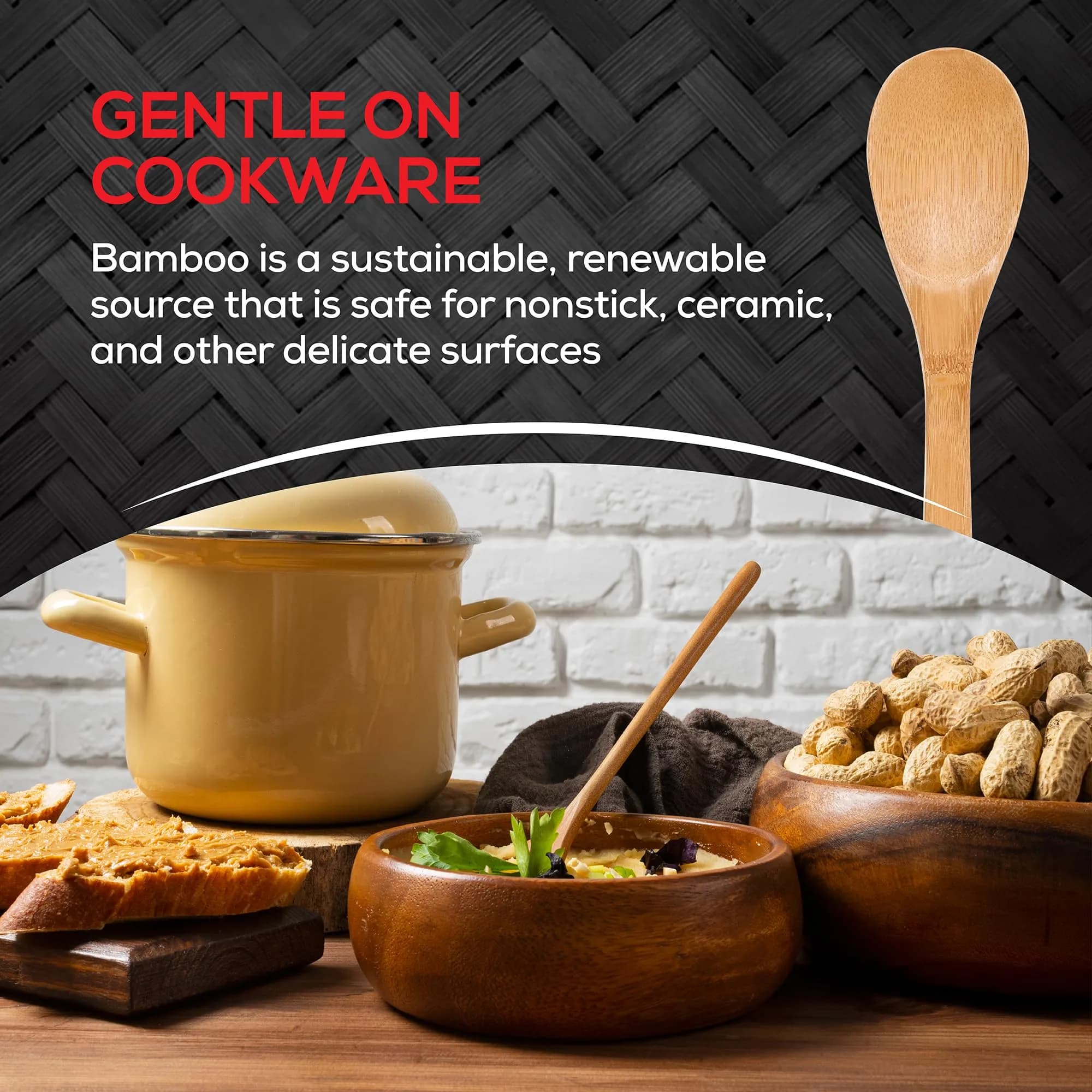 Helen's Asian Kitchen Bamboo Cooking Spoon 15-Inch | Stirring, Mixing, Serving Utensil - view 6