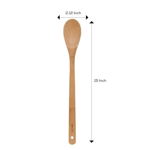 Helen's Asian Kitchen Bamboo Cooking Spoon 15-Inch | Stirring, Mixing, Serving Utensil thumbnail 2