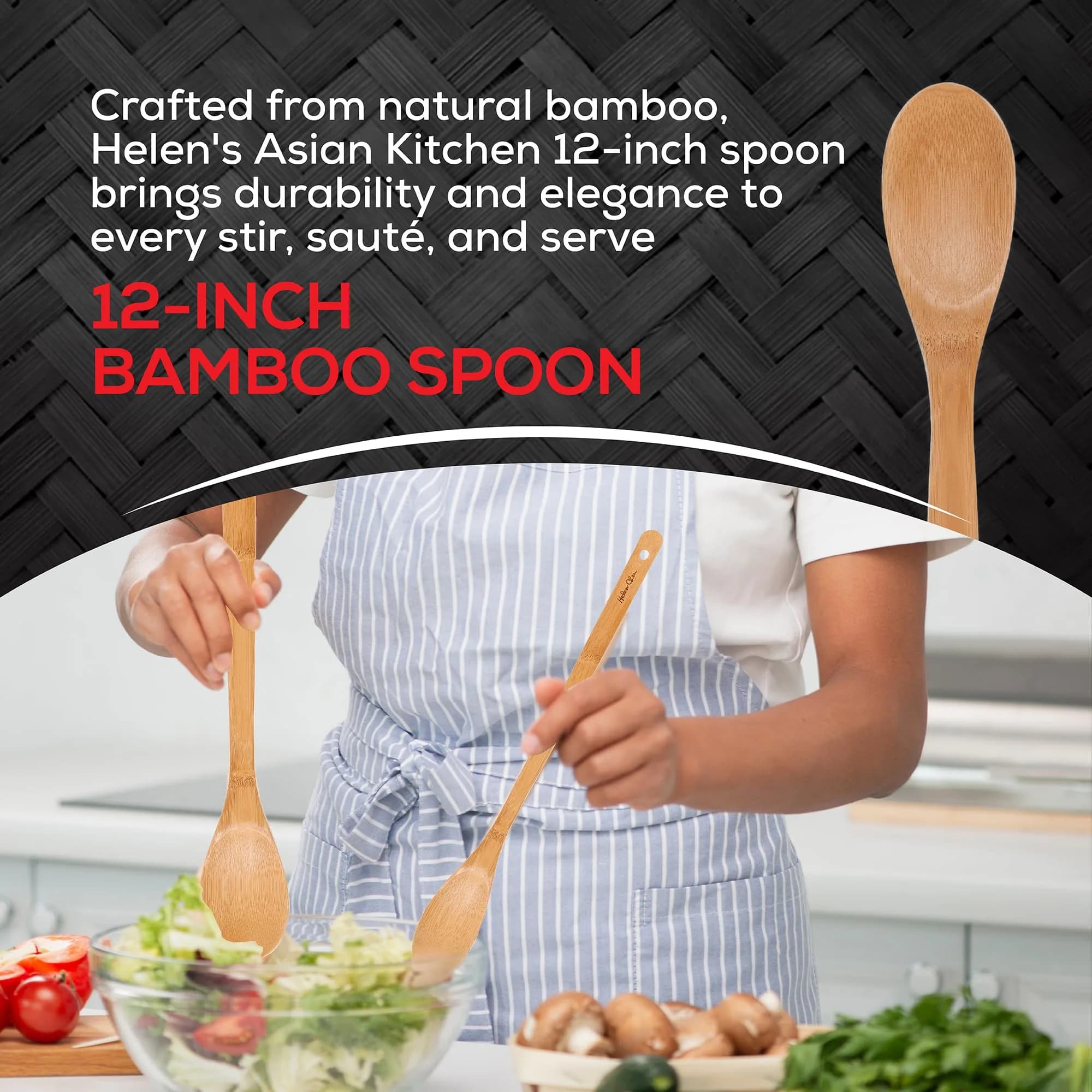Helen's Asian Kitchen Bamboo Cooking Spoon 30cm (12 Inch) | Stir, Mix, Serve - view 2