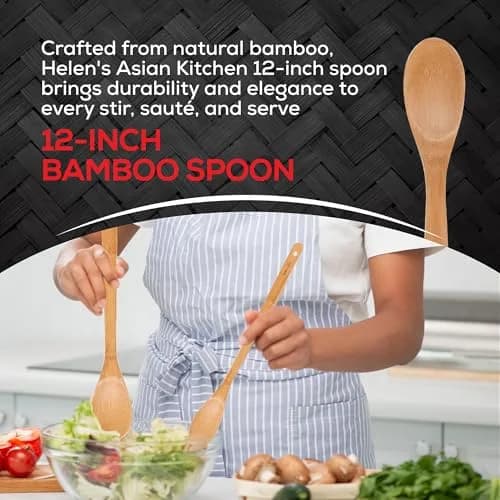 Helen's Asian Kitchen Bamboo Cooking Spoon 30cm (12 Inch) | Stir, Mix, Serve thumbnail 2
