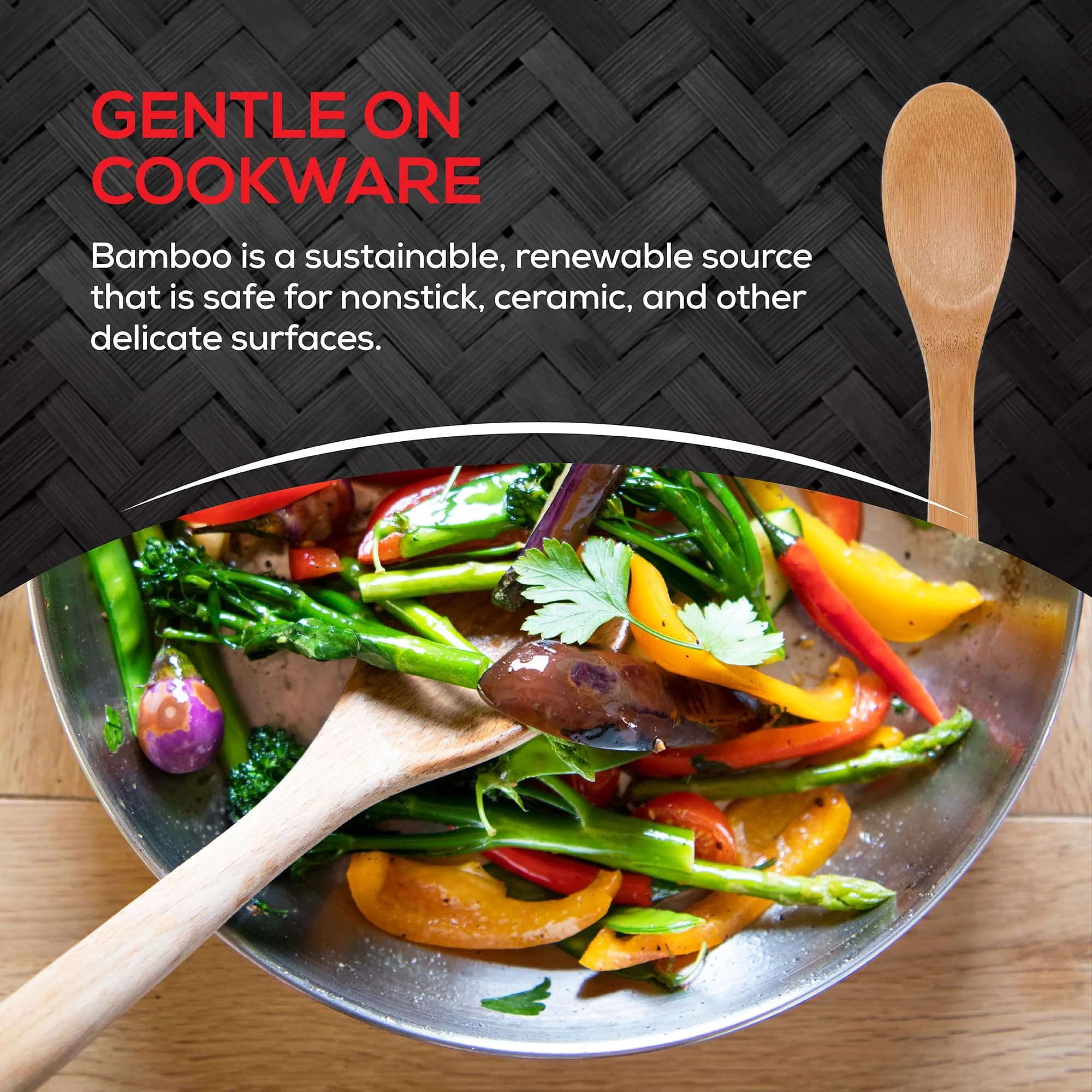 Helen's Asian Kitchen Bamboo Cooking Spoon 30cm (12 Inch) | Stir, Mix, Serve - view 4