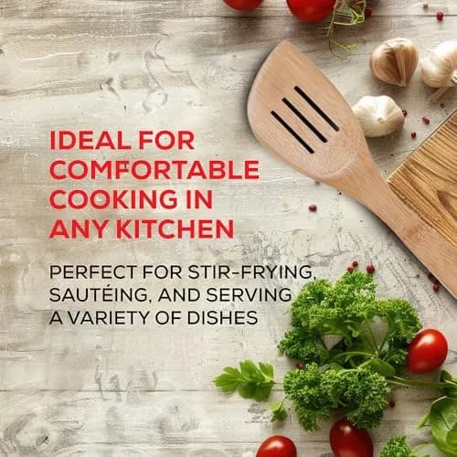 Helen's Asian Kitchen Slotted Spatula, Natural Bamboo, 13-Inch | Ergonomic, Sustainable & Safe for Nonstick thumbnail 4
