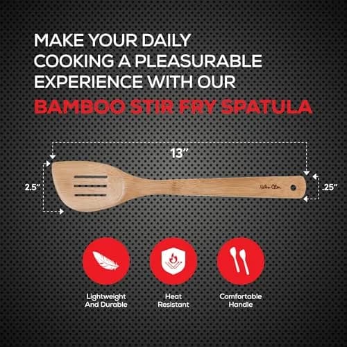 Helen's Asian Kitchen Slotted Spatula, Natural Bamboo, 13-Inch | Ergonomic, Sustainable & Safe for Nonstick thumbnail 2