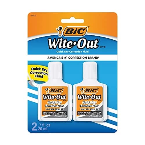 BIC Wite-Out Quick Dry Correction Fluid 20ml | Refillable White Correction Fluid for Office & School thumbnail 1