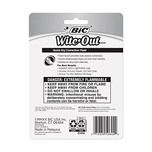 BIC Wite-Out Quick Dry Correction Fluid 20ml | Refillable White Correction Fluid for Office & School thumbnail 7