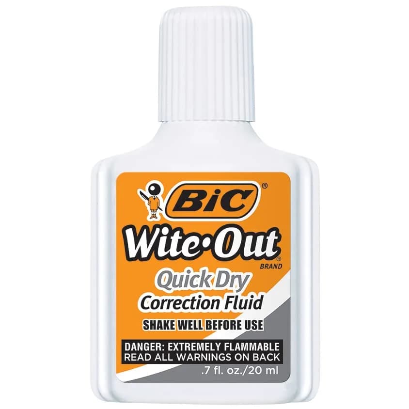 BIC Wite-Out Quick Dry Correction Fluid 20ml | Refillable White Correction Fluid for Office & School thumbnail 3