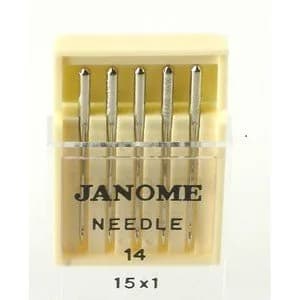 Janome Sewing Machine Needle Universal Size 14 | 5 Needles for Woven Fabrics thumbnail 1