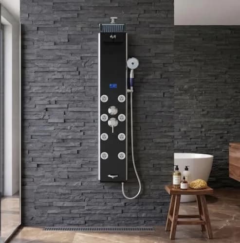 Blue Ocean 52" Aluminum Shower Panel Tower System with Rainfall Head & 8 Jets | Smart LED Temp Display thumbnail 6