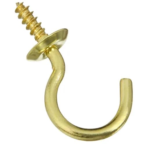 National Hardware 7/8" Solid Brass Cup Hooks, 5-Pack | 2.27 kg (5 lb) Load Capacity thumbnail 1