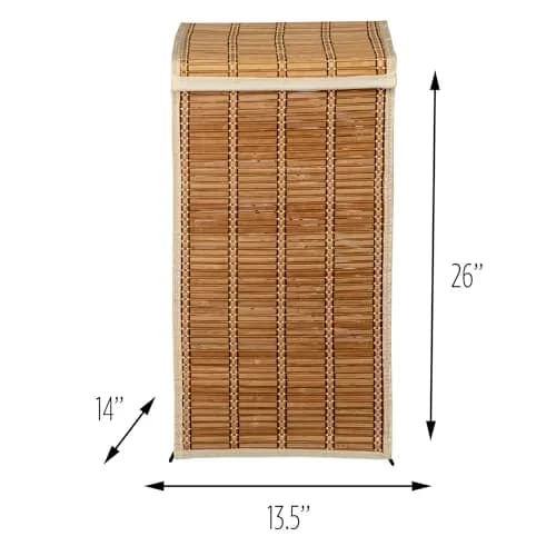 Honey-Can-Do Bamboo Wicker Hamper with Lid 26-Inches Tall | Sustainable Laundry Storage thumbnail 5