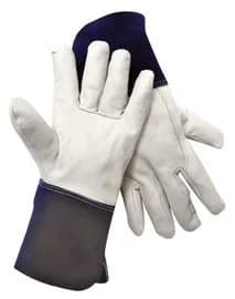 Radnor Medium 12 14" White and Blue MIGTIG Welders Gloves | Premium Grain Goatskin, 4" Gauntlet, Unlined, Reusable thumbnail 2