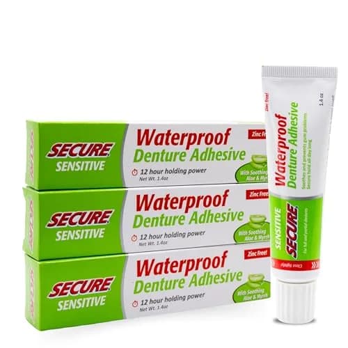 Secure Denture Adhesive Cream for Sensitive Gums, 1.4 oz Tubes (3 Pack) - main product image