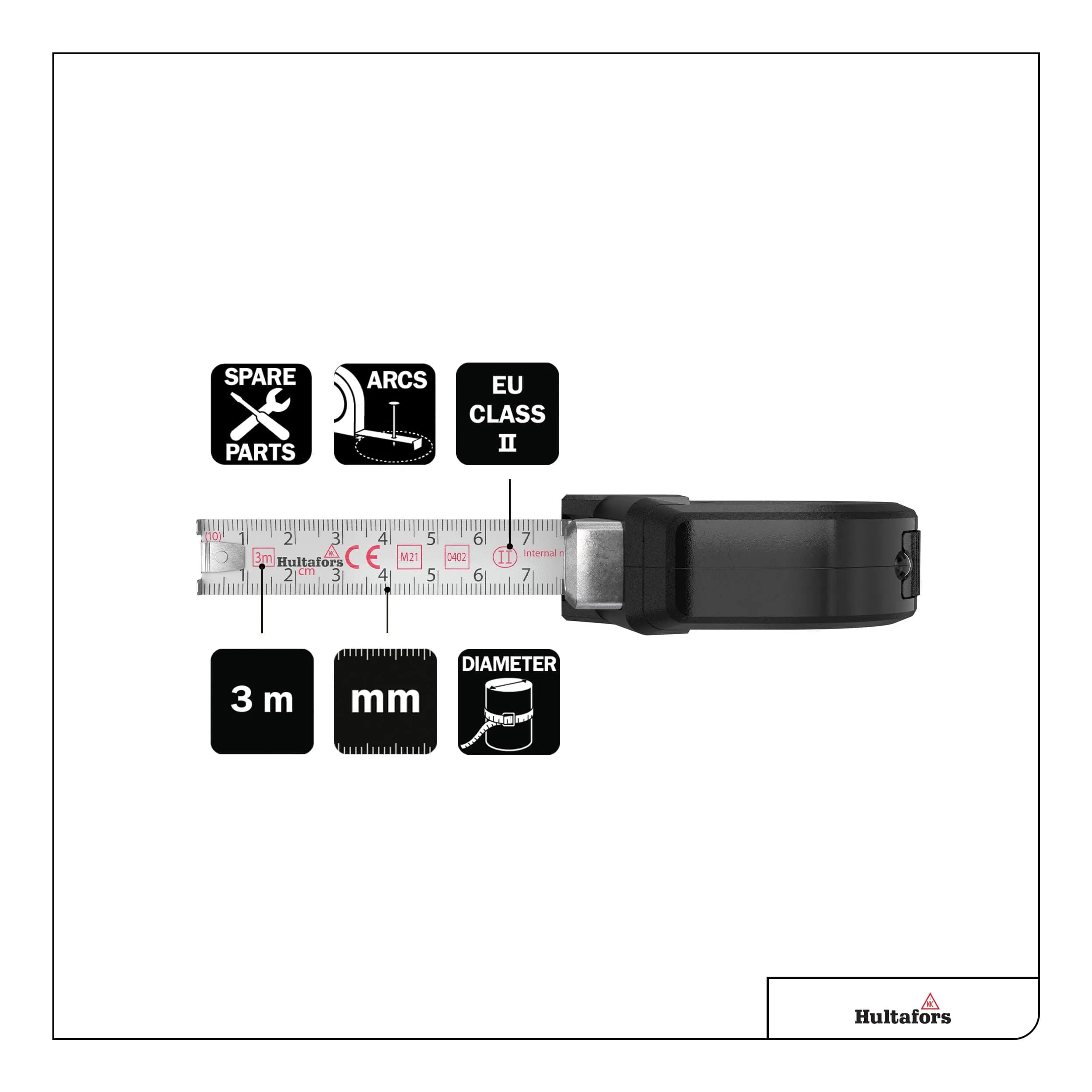 Hultafors Talmeter Marking Measure Tape 3m (9.8ft) 16mm Blade | Precision Etching Tool for Internal & External Measurements - view 4