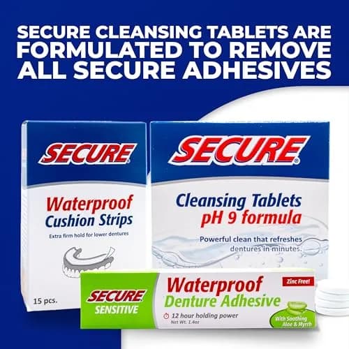 Secure Sensitive Denture Adhesive Cream, Zinc Free, 1.4 oz | Waterproof & Gentle for Sensitive Gums thumbnail 9