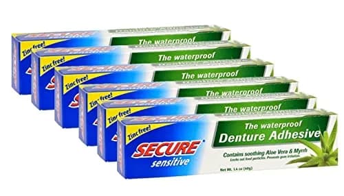 Secure Denture Bonding Adhesive, Zinc Free, 40 g | Waterproof, Long-Lasting Hold for Sensitive Gums thumbnail 1