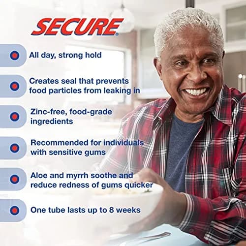 Secure Denture Bonding Adhesive, Zinc Free, 40 g | Waterproof, Long-Lasting Hold for Sensitive Gums thumbnail 4