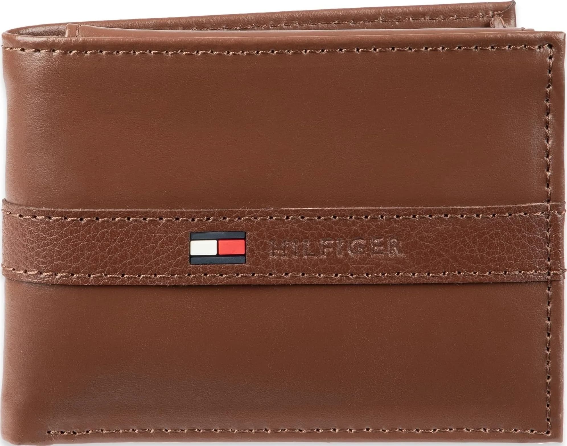 Tommy Hilfiger Men's Leather Bifold Wallet with Removable ID Window | 6 Card Slots, Light Tan - main product image