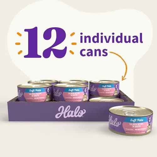 Halo Soft Pate Wet Cat Food, Salmon in Broth, 5.5 oz Can, 12-Pack | Grain-Free, Complete Nutrition for Adult Cats thumbnail 7