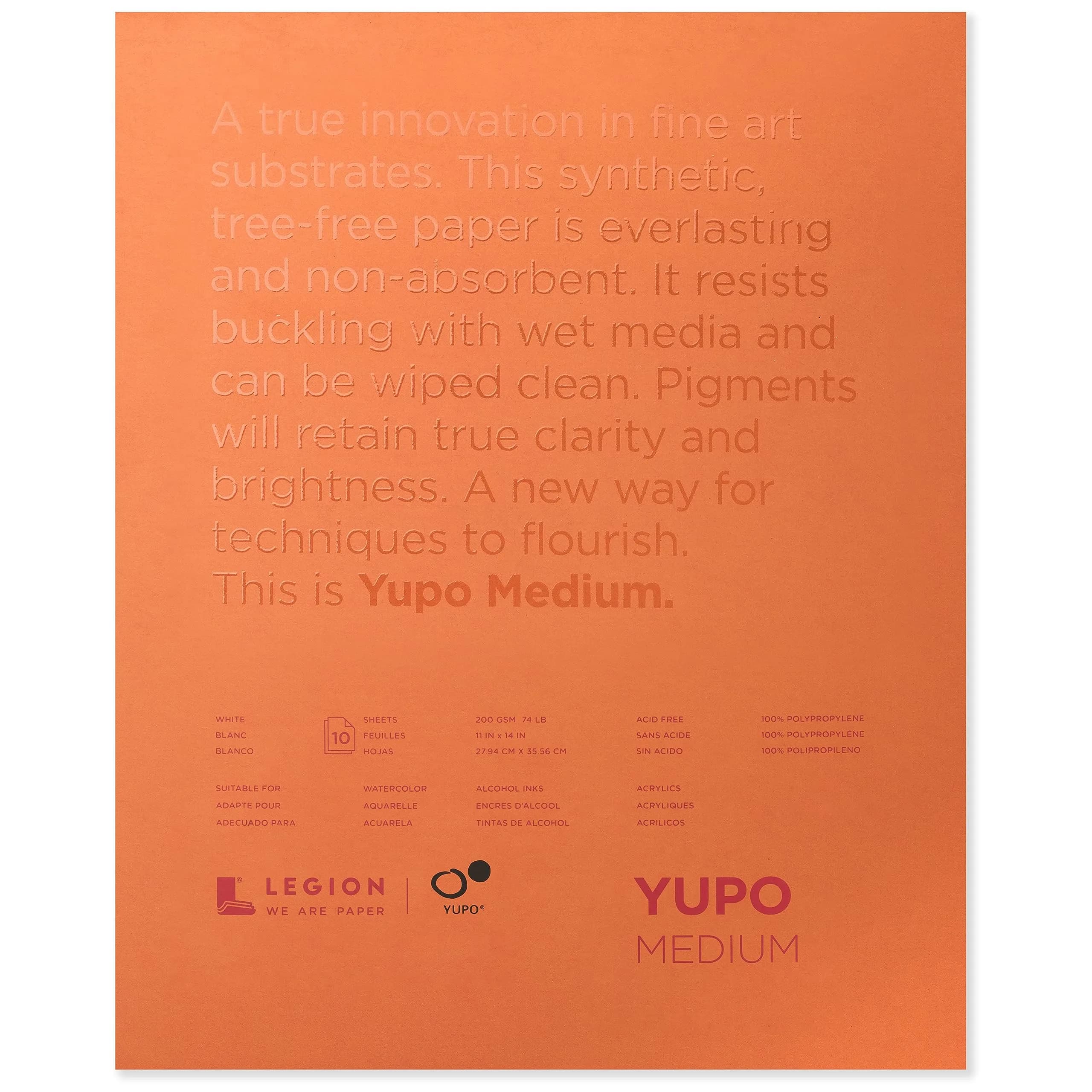 Legion Yupo Polypropylene Pad 300gsm (140lb) 28x35.5cm (11x14 inches) | Vibrant Watercolor Art Paper — White
