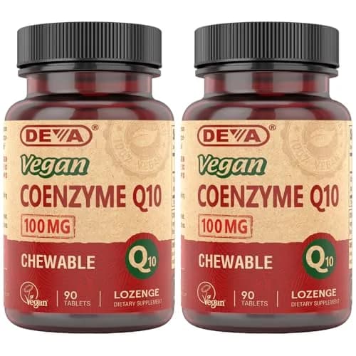 DEVA Vegan Vitamins Coenzyme Q10 100mg | Chewable, 90 Tablets, Pack of 2 for Heart & Energy Support thumbnail 1