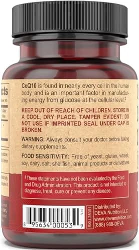 DEVA Vegan Vitamins Coenzyme Q10 100mg | Chewable, 90 Tablets, Pack of 2 for Heart & Energy Support thumbnail 4