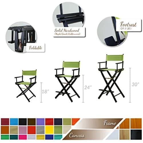 Casual Home 18" Director's Chair Natural Frame with Black Canvas | Classic Foldable Wooden Seat for Home & Events thumbnail 6