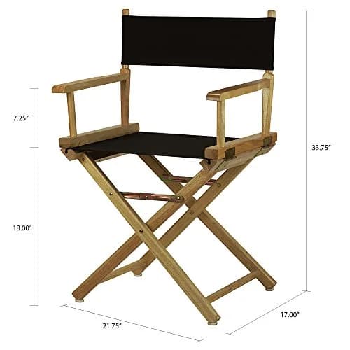 Casual Home 18" Director's Chair Natural Frame with Black Canvas | Classic Foldable Wooden Seat for Home & Events thumbnail 7