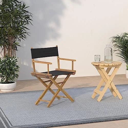 Casual Home 18" Director's Chair Natural Frame with Black Canvas | Classic Foldable Wooden Seat for Home & Events thumbnail 2