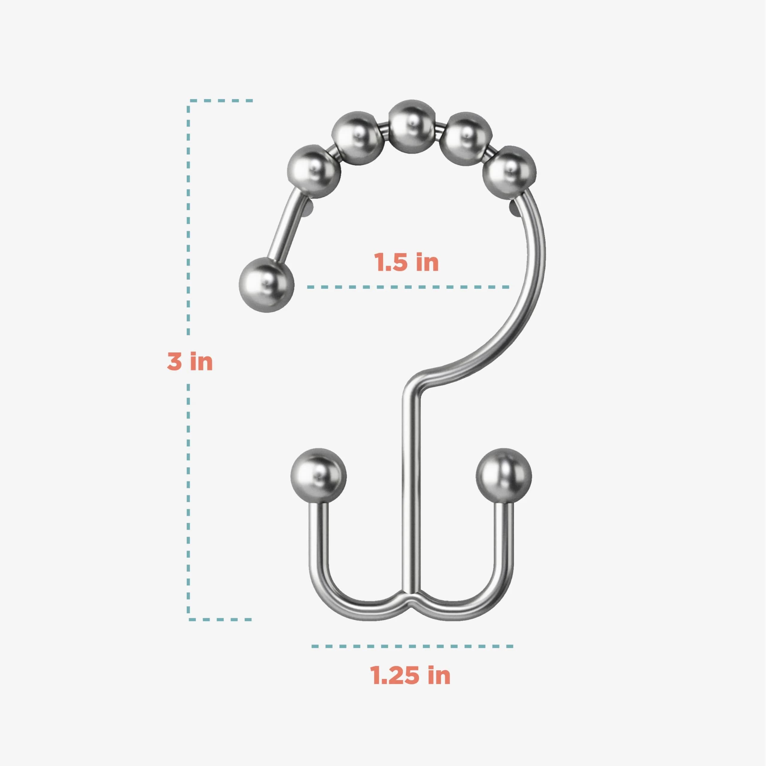 Zenna Home Rust-Resistant Double Roller Glide Shower Hooks Set of 12 | Easy Glide Bathroom Curtain Rings - view 5