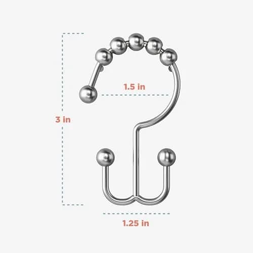 Zenna Home Rust-Resistant Double Roller Glide Shower Hooks Set of 12 | Easy Glide Bathroom Curtain Rings thumbnail 5