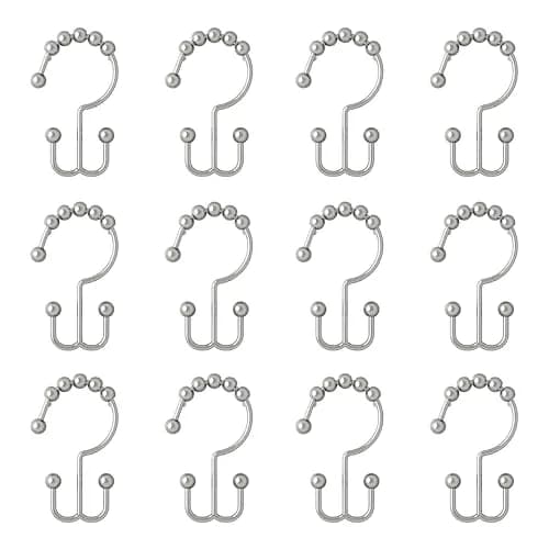Zenna Home Double Roller Glide Shower Curtain Hooks, Chrome, Set of 12 | Rust-Resistant Metal Rings for Smooth Hanging thumbnail 6