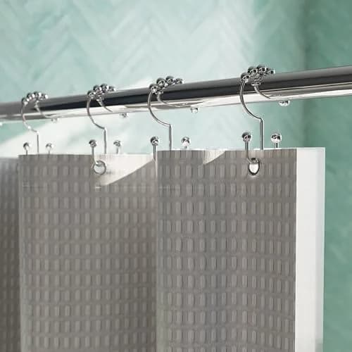Zenna Home Double Roller Glide Shower Curtain Hooks, Chrome, Set of 12 | Rust-Resistant Metal Rings for Smooth Hanging thumbnail 2