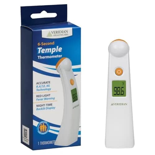 Veridian Healthcare Temple Thermometer | Infrared Measurements | Fast 6-Second Readout | Fever Alert | Backlit Display | Programmable Timer | 1-Year Warranty (Pack of 2) thumbnail 1