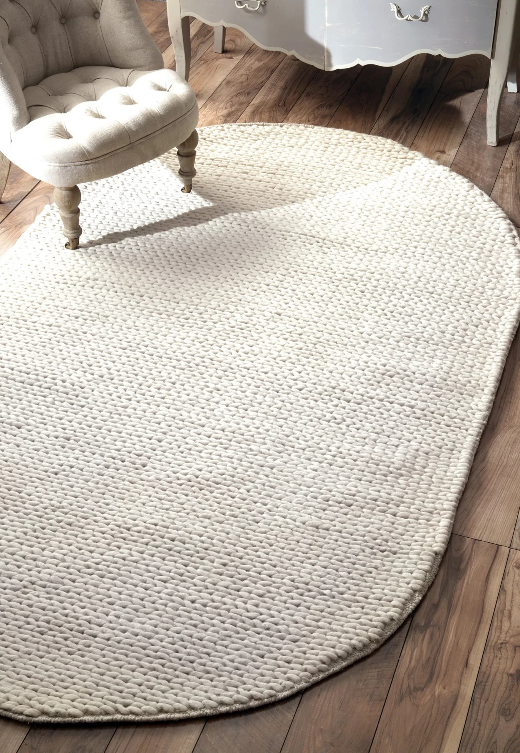 nuLOOM Penelope Off White Solid Hand Woven Wool Area Rug, 3' x 5' | Cozy & Durable thumbnail 5