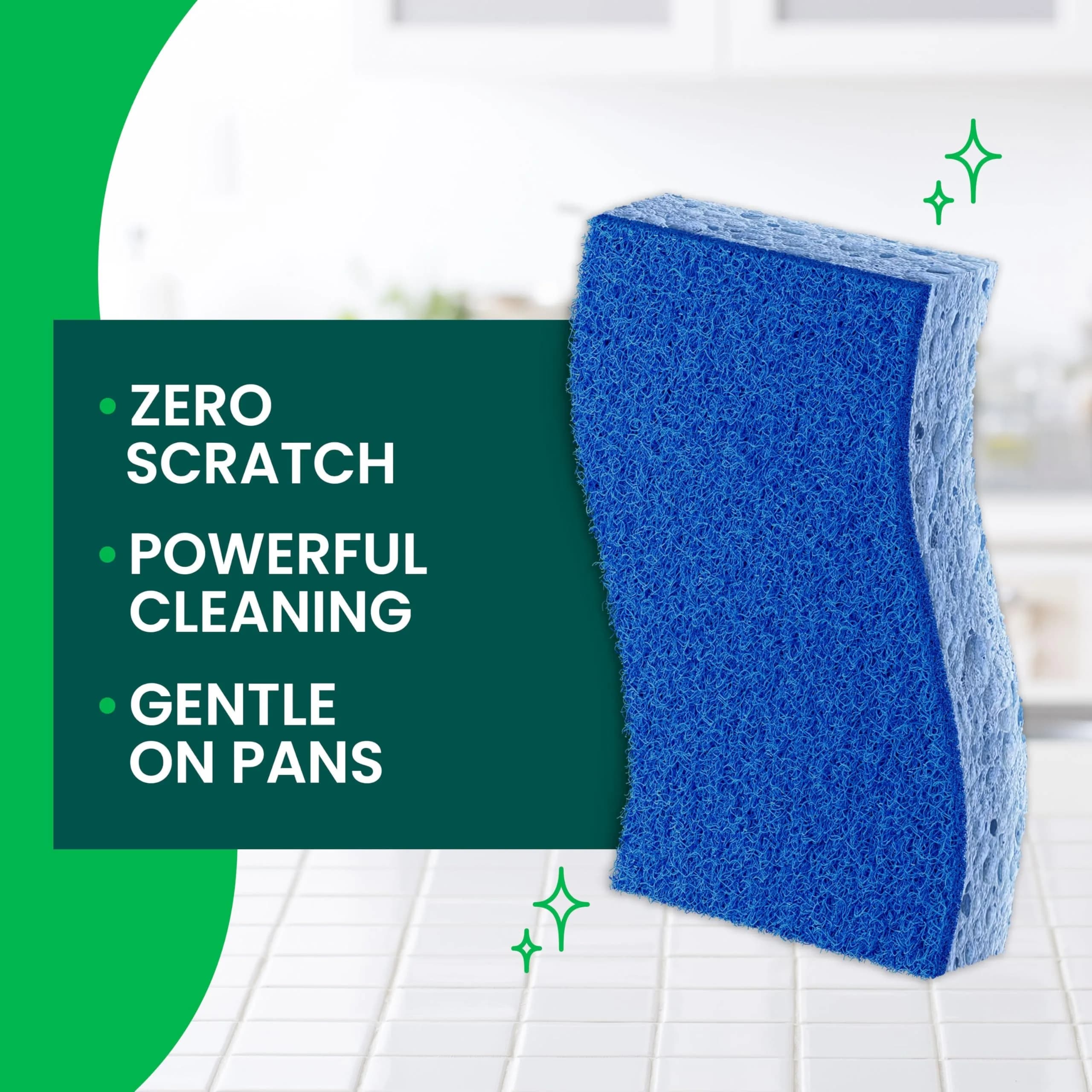 Scotch-Brite Zero Scratch Scrub Sponge, 6 Kitchen Sponges, Non-Stick Safe, Blue | USA Imported Cleaning Power - view 3