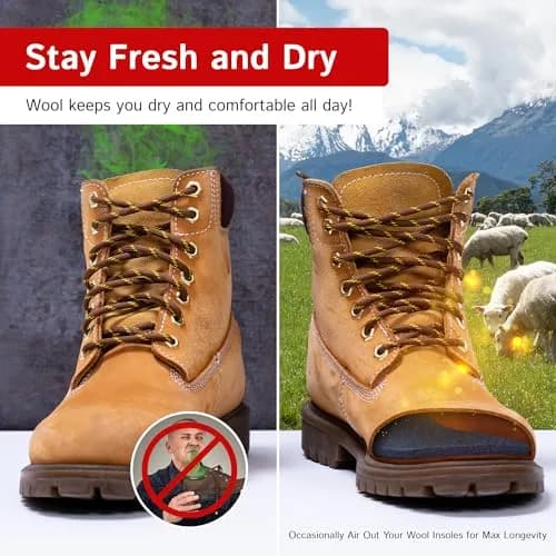 The Felt Store Wool Felt Insoles 8mm | Long-Lasting Shoe Inserts for Men & Women, Warm Wool Boot Insoles for Winter thumbnail 5