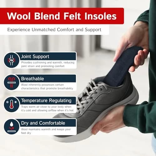 The Felt Store Wool Felt Insoles 8mm | Long-Lasting Shoe Inserts for Men & Women, Warm Wool Boot Insoles for Winter thumbnail 3