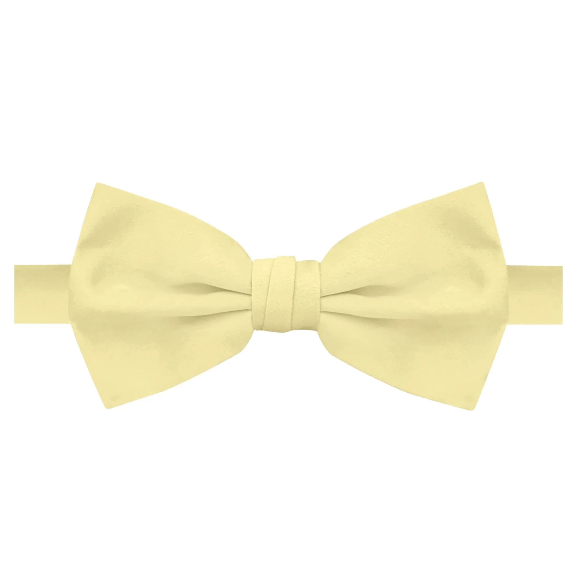 Jacob Alexander Men's Pretied Banded Adjustable Solid Color Bowtie - Yellow | Satin Microfiber Finish, Fits up to 23 Neck