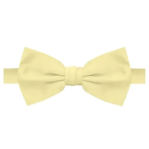 Jacob Alexander Men's Pretied Banded Adjustable Solid Color Bowtie - Yellow | Satin Microfiber Finish, Fits up to 23 Neck thumbnail 1