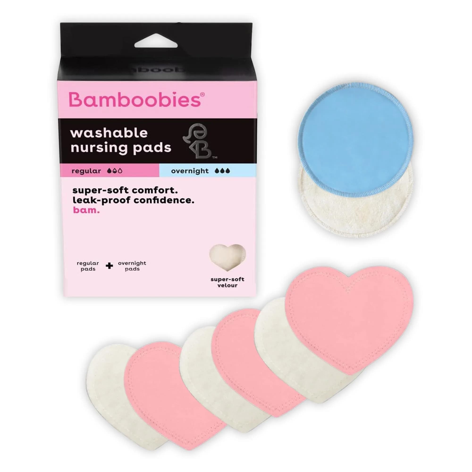 Bamboobies Nursing Pads for Breastfeeding, 8 Pads (Ultra Thin & Overnight) | USA Import with Duties Included — Combo