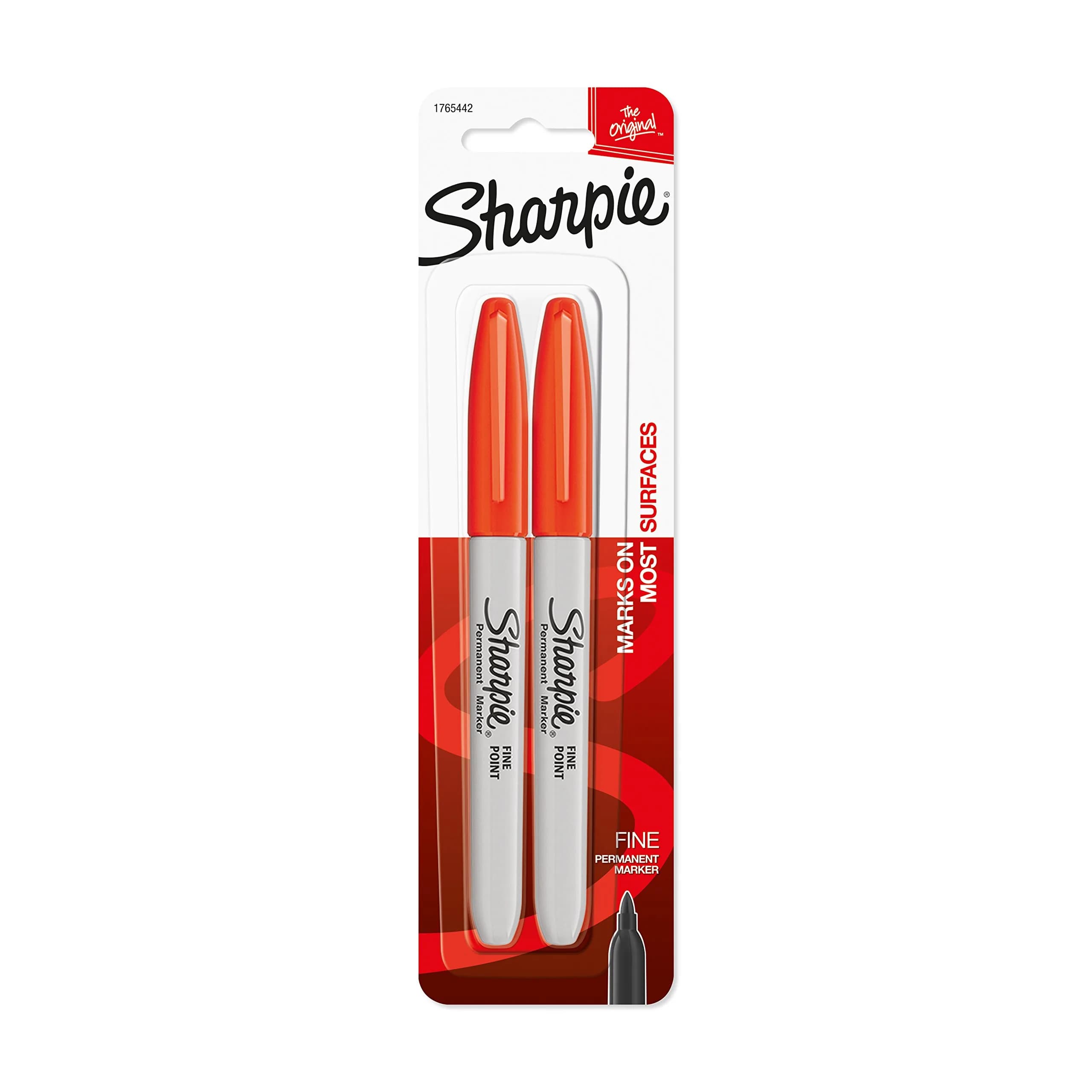 Sharpie Permanent Markers Fine Point, Purple, 2-Pack | Quick-Drying, Waterproof & Fade-Resistant — Orange