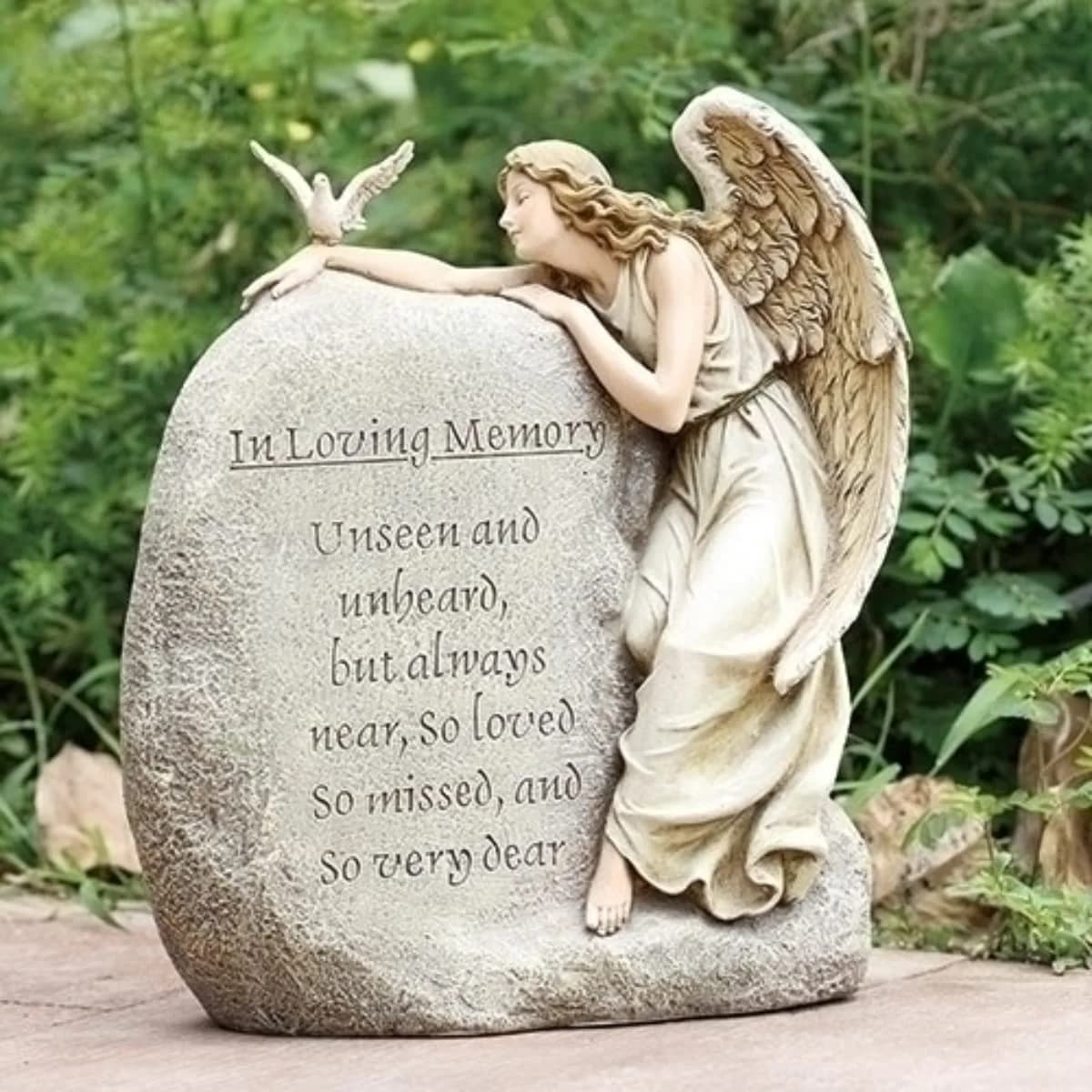 Roman In Loving Memory Angel, Dove and Verse Figurine 28.6 cm (11.25 inches) | Inspirational Religious Decor - main product image