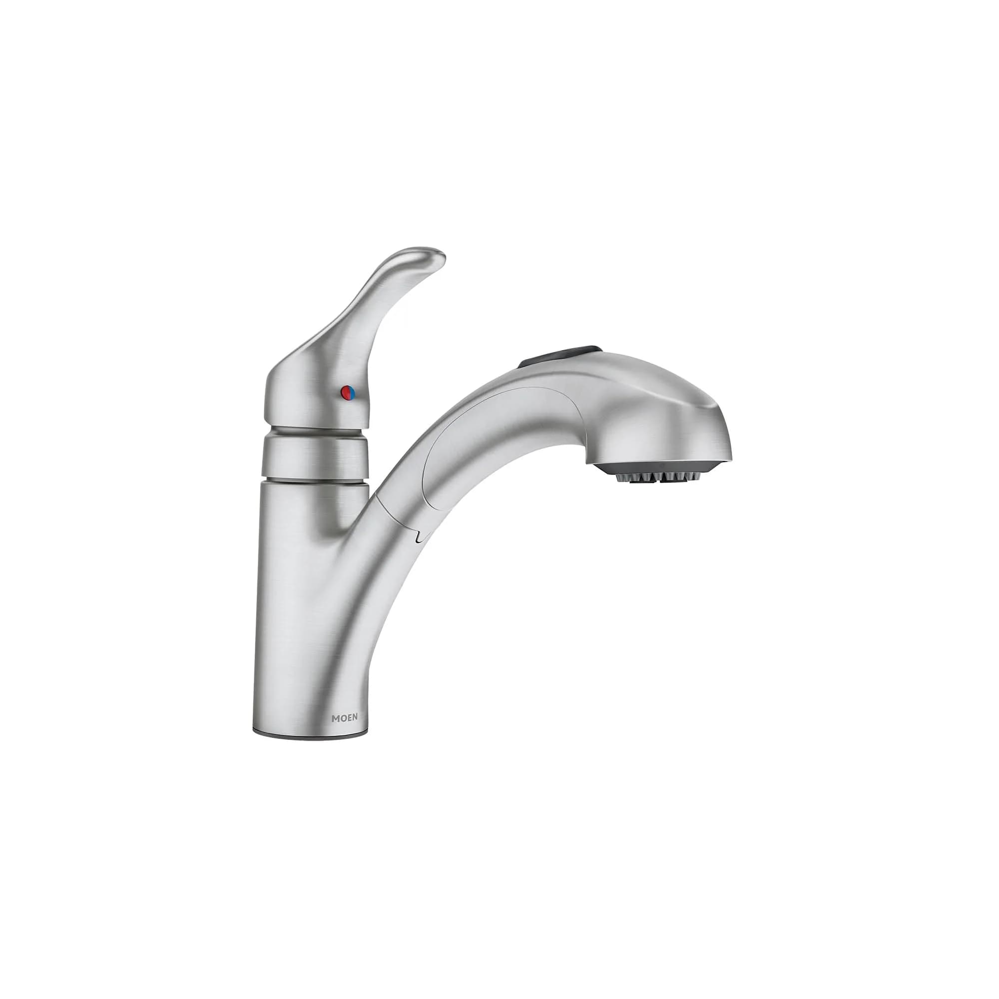 Moen Renzo Spot Resist Stainless One-Handle Pullout Kitchen Faucet | Power Clean Technology, 9.63in Reach, Brushed Finish