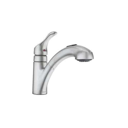 Moen Renzo Spot Resist Stainless One-Handle Pullout Kitchen Faucet | Power Clean Technology, 9.63in Reach, Brushed Finish thumbnail 1