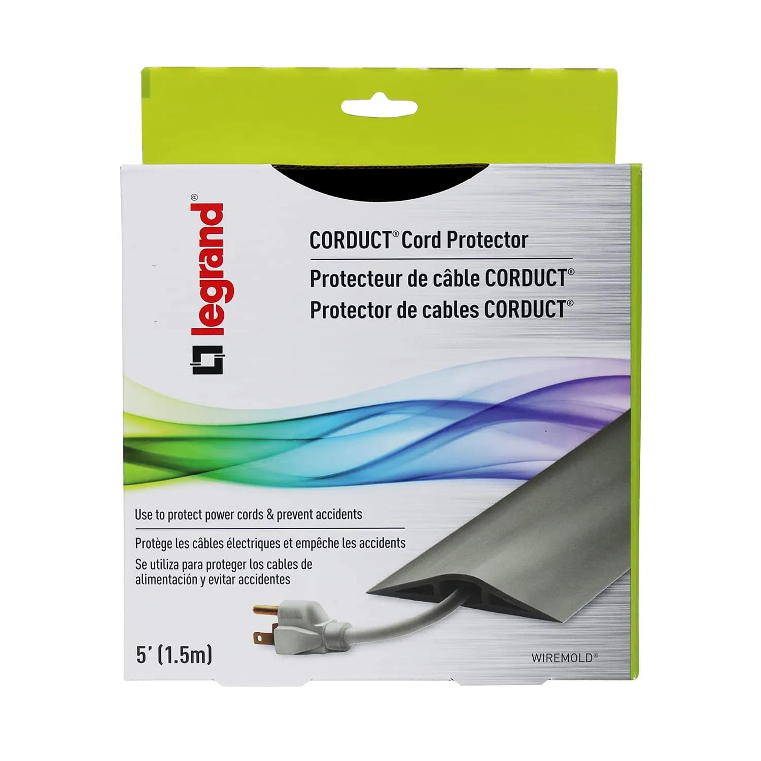 Wiremold Corduct Floor Cord Management Kit, Gray Rubber Cable Cover 5 ft (1.52 m) | Hides Cords for Trip-Free Floors - view 6