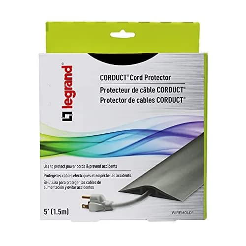 Wiremold Corduct Floor Cord Management Kit, Gray Rubber Cable Cover 5 ft (1.52 m) | Hides Cords for Trip-Free Floors thumbnail 6