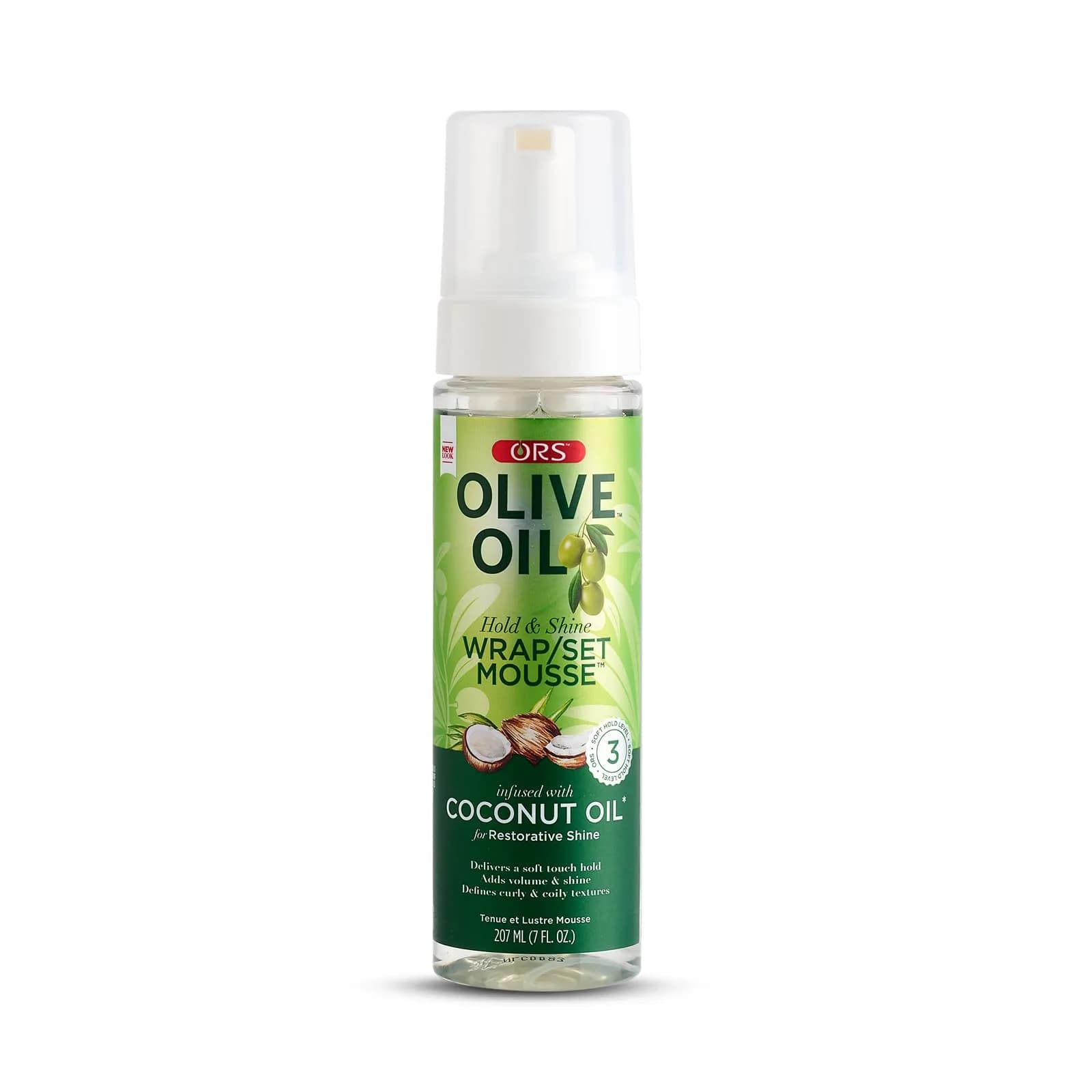 ORS Olive Oil Hold & Shine Wrap Set Mousse 7 Ounce | Nourishing Coconut & Olive Oil for Restorative Shine - main product image